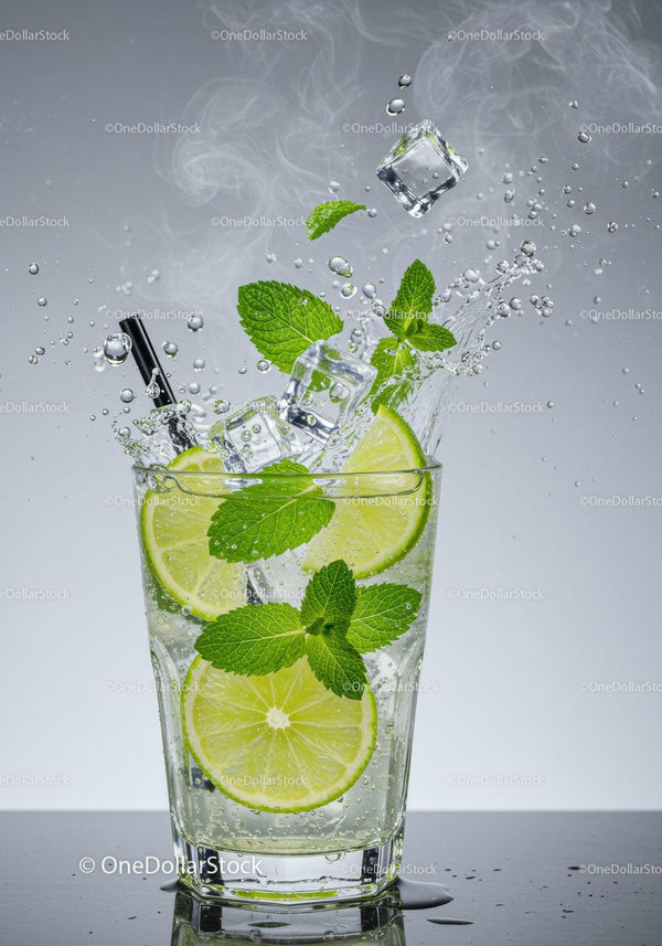 Refreshing Lime and Mint Sparkling Water Splash