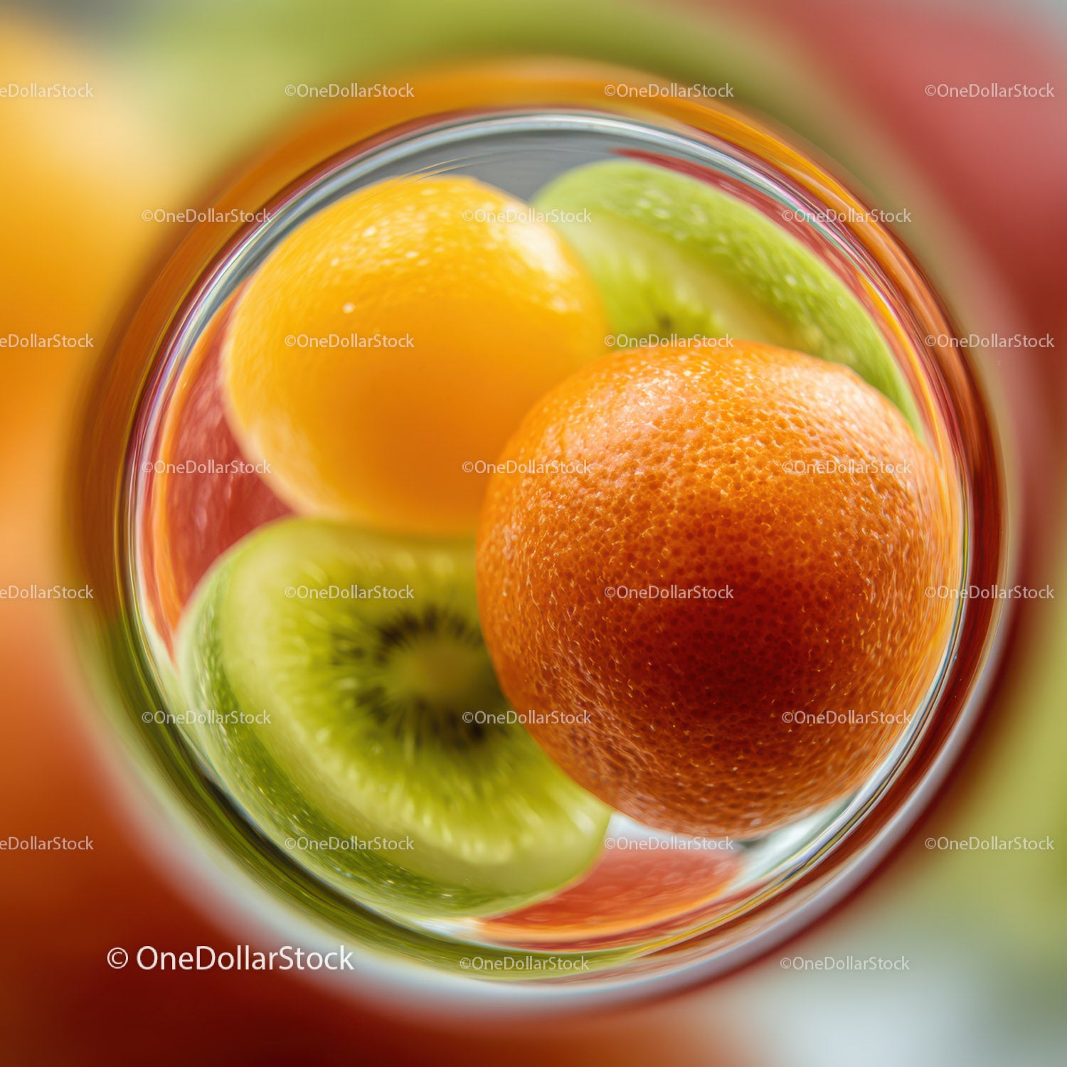 Colorful Fruit Arrangement with Orange Lemon Kiwi and Tangerine