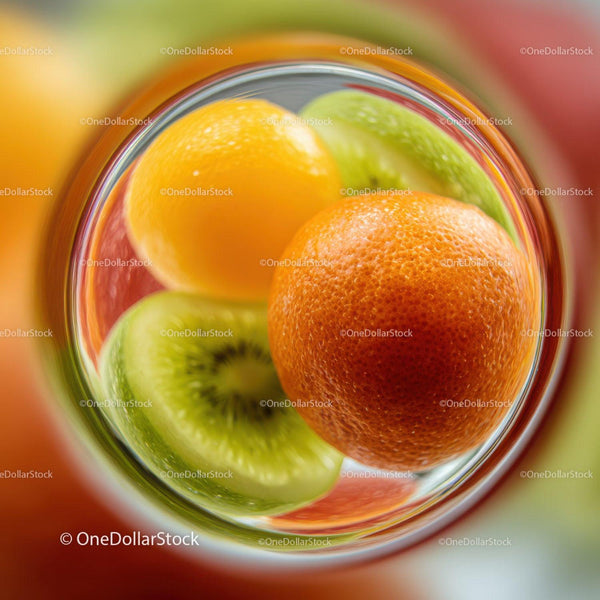 Colorful Fruit Arrangement with Orange Lemon Kiwi and Tangerine