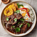 Tasty Spicy Beef with Grilled Pineapple and Rice