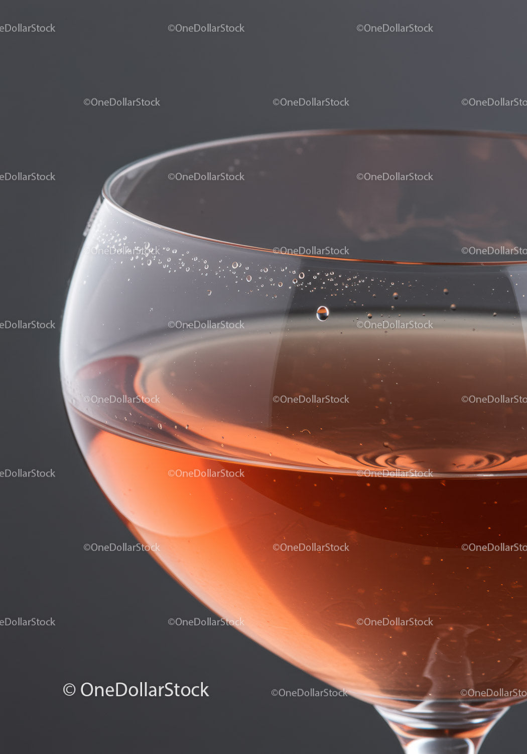 Close Up of Sparkling Rosé Wine in Elegant Glass