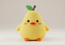 Yellow Plush Duck Toy with Green Leaf and Orange Beak