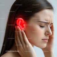 Woman Experiencing Ear Pain and Discomfort in Close-Up Portrait