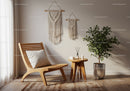Cozy corner with wooden chair and indoor plant