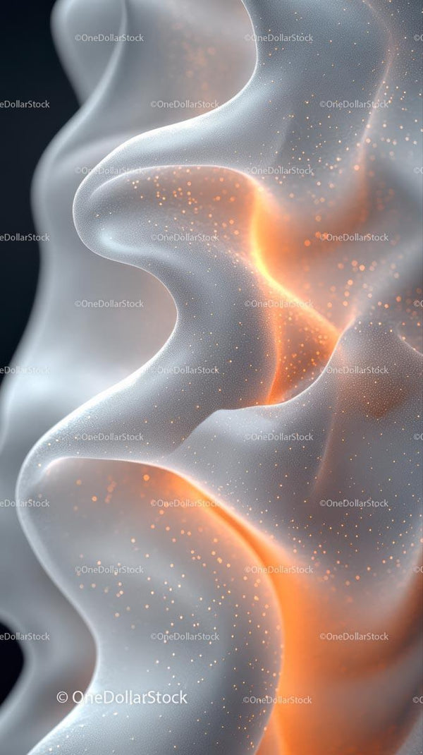 Abstract Glowing Particles and Flowing Curves in Futuristic Design