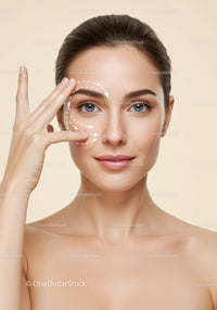 Close Up of Woman Performing Facial Skincare Routine with Clear Skin