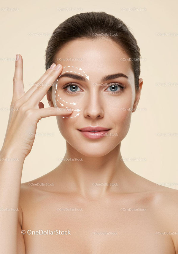 Close Up of Woman Performing Facial Skincare Routine with Clear Skin