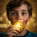 Curious boy with chocolate smeared face eating cookie