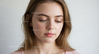 Young Woman with Smooth Skin and Soft Expression in Bright Portrait