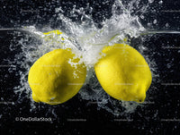 Fresh Yellow Lemons Splashing into Water Creating Vibrant Juicy Effect