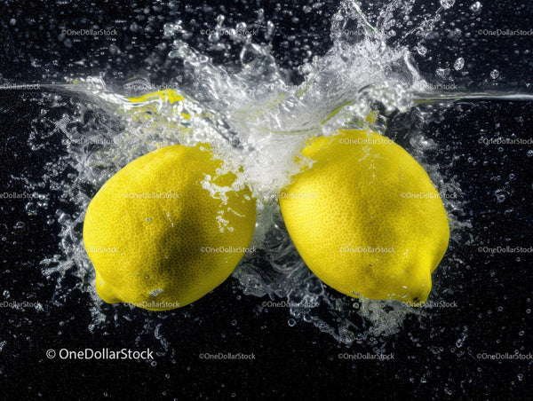 Fresh Yellow Lemons Splashing into Water Creating Vibrant Juicy Effect