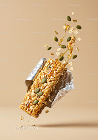 Healthy Granola Bar with Seeds and Honey Drizzle
