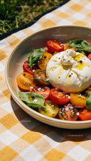 Fresh Burrata Cheese with Cherry Tomatoes and Basil