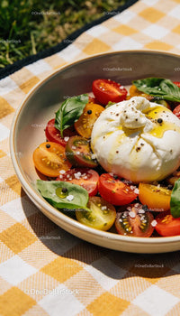 Fresh Burrata Cheese with Cherry Tomatoes and Basil
