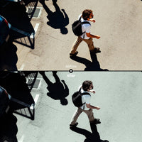 Before and after Retro Rain LUT Pack effect