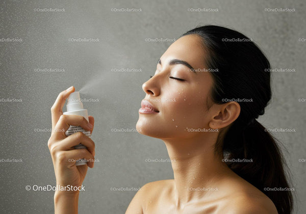 Women Applying Facial Mist for Skincare and Hydration