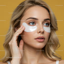 Young Woman Applying Under-Eye Patches for Beauty and Skincare