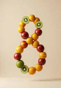 Number Eight Composed of Fresh Colorful Fruits