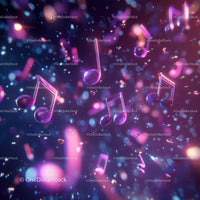 Vibrant Neon Music Notes with Light Effects for Creative Projects