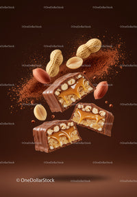 Delicious Caramel Chocolate Bars with Peanuts and Nuts