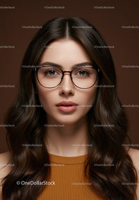 Portrait of a Confident Young Woman with Glasses and Long Hair