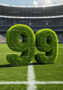 Grass Covered Number Ninety Nine on Soccer Field