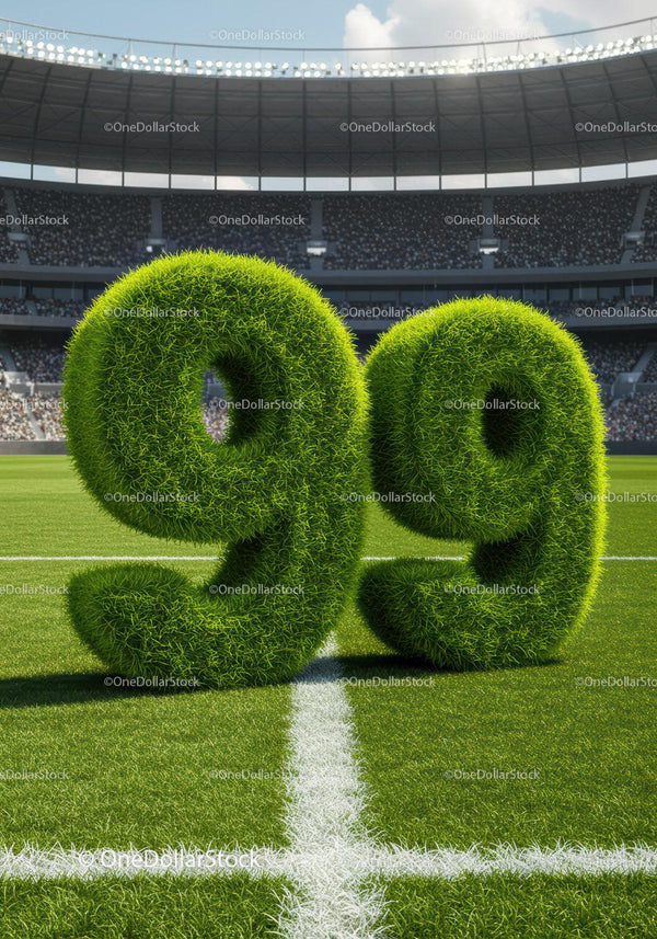 Grass Covered Number Ninety Nine on Soccer Field