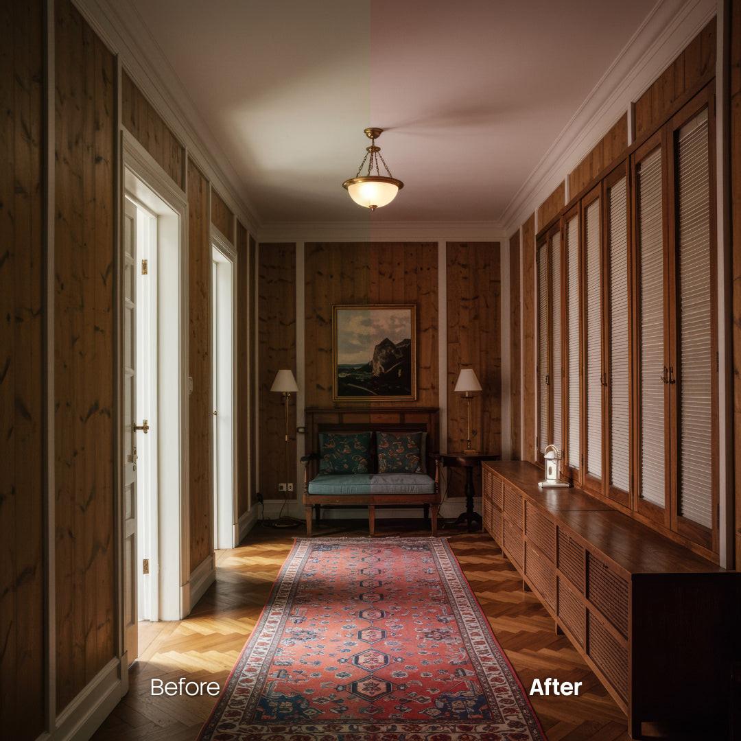 Before and after Vintage LUT Pack effect