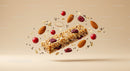 Healthy Granola Bar with Nuts and Dried Fruits Floating