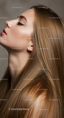 Serene profile of young woman with long flowing hair