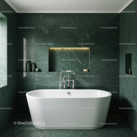 Luxurious Green Marble Bathroom with Freestanding Bathtub and Modern Decor
