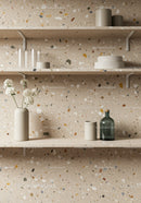Modern Interior with Terrazzo Shelves and Stylish Decor Items