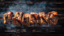 Juicy grilled chicken skewers with onion on barbecue