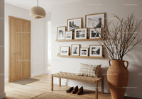 Cozy minimalist entryway with natural wooden accents