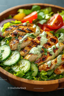 Grilled Chicken Salad with Fresh Vegetables and Creamy Dressing