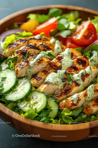 Grilled Chicken Salad with Fresh Vegetables and Creamy Dressing