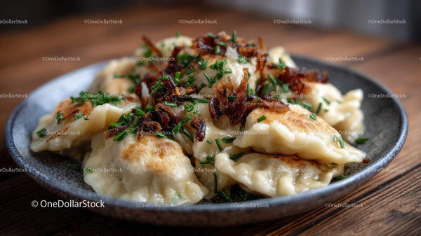 Delicious Fried Gyoza Dumplings with Crispy Edges and Chives