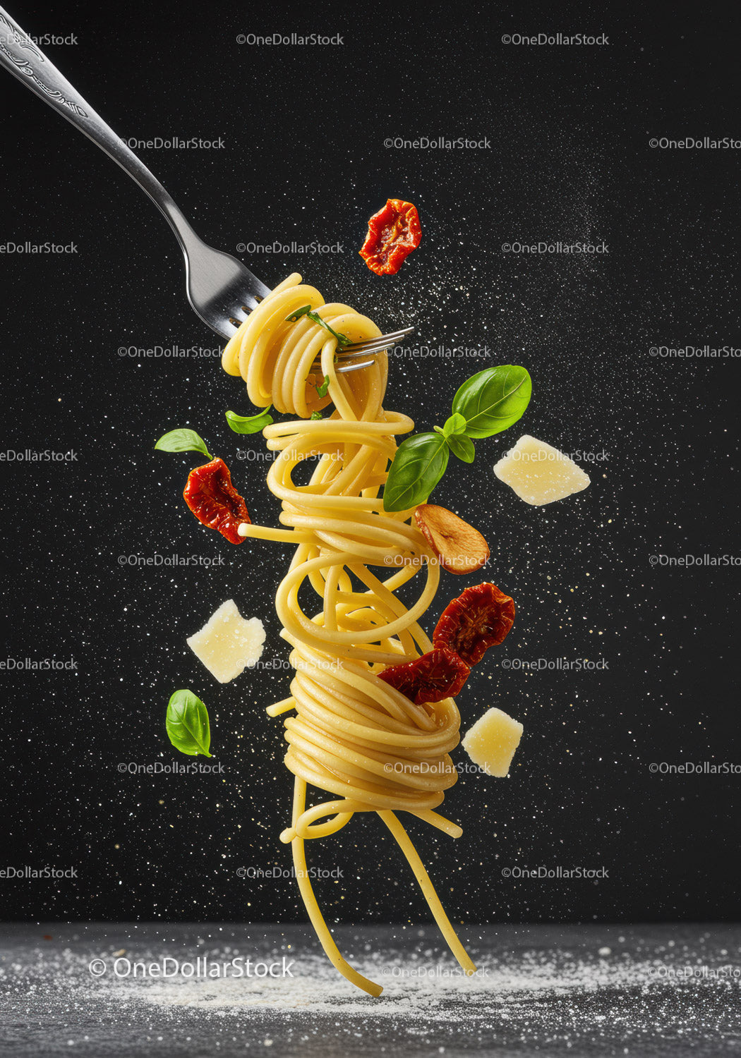 Fork Twisting Spaghetti with Herbs and Cheese