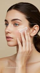 Elegant Woman Applying Skincare Cream for Radiant Skin