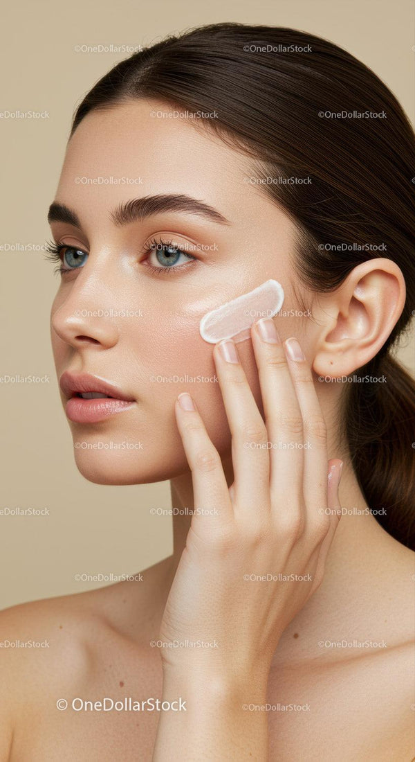 Elegant Woman Applying Skincare Cream for Radiant Skin
