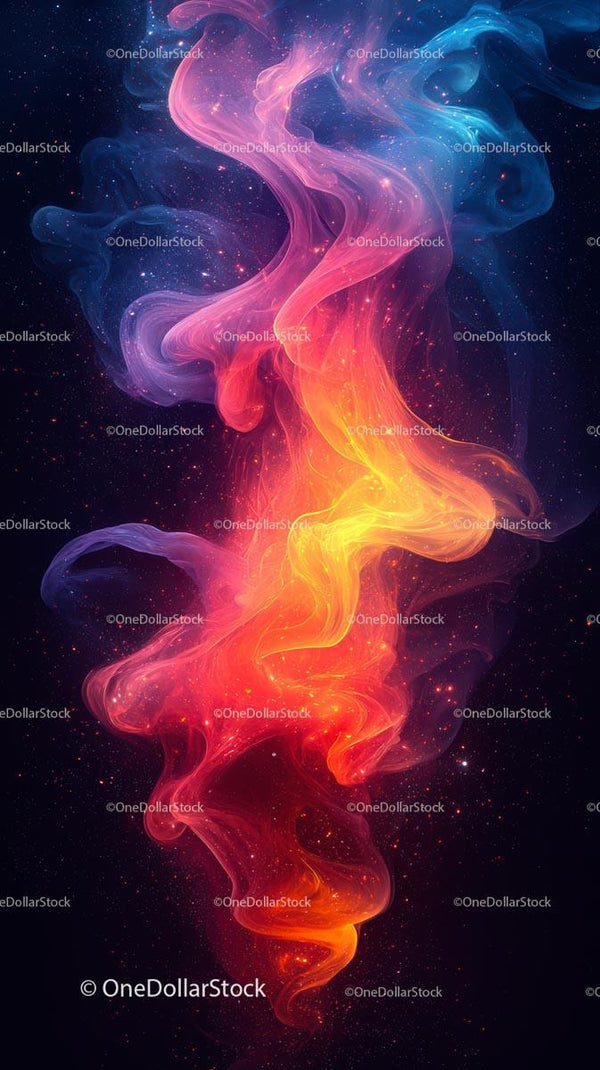 Vibrant Cosmic Smoke Nebula with Glowing Swirls and Stars