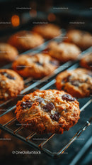 Freshly Baked Chocolate Chip Cookies on Cooling Rack