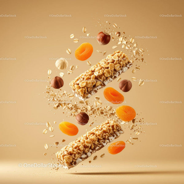 Healthy granola bars with dried apricots and nuts