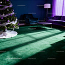Cozy living room with Christmas tree and stylish furniture