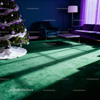 Cozy living room with Christmas tree and stylish furniture