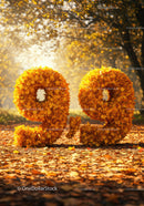 Autumn-themed 99 Percent Symbol Made of Leaves