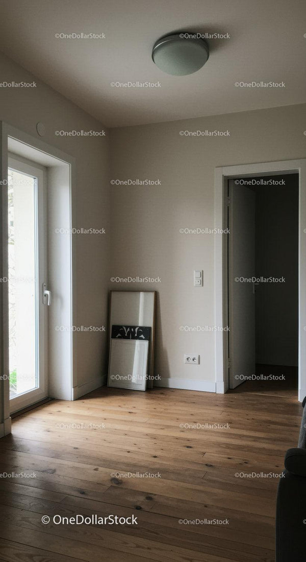Bright Minimalist Living Room with Wooden Floor and Natural Light