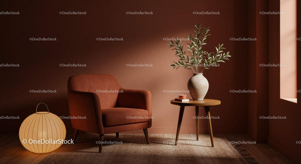 Cozy corner with armchair and natural plant light
