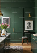 Elegant Green Kitchen with Marble Countertop and Gold Accents