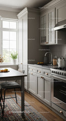 Modern White Kitchen with Stainless Steel Stove and Natural Light